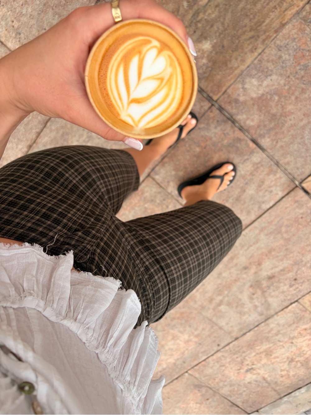 Reformation 2 piece set: Plaid Strapless Crop Top & Capri Pants Set - Black Gray